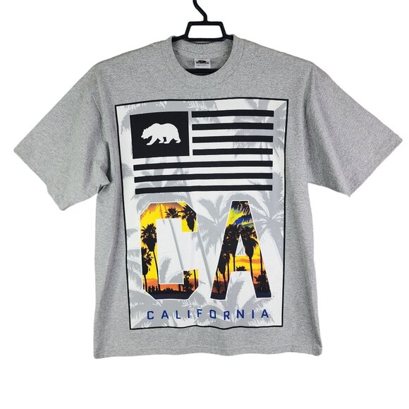 Men's Gray Pro Club Heavy Weight California Graphic Shirt Short Sleeve Size XL - Picture 1 of 10